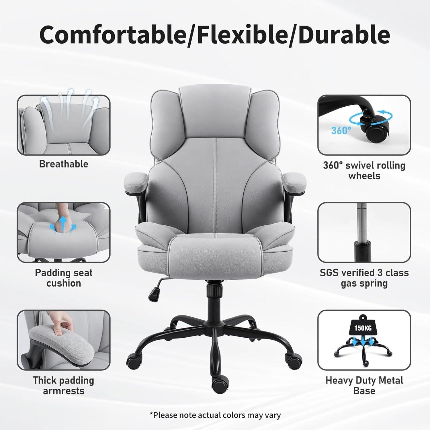 Image of TECHSEAT Leatherette Office Adjustable Arm Chair (Grey, DIY(Do-It-Yourself))