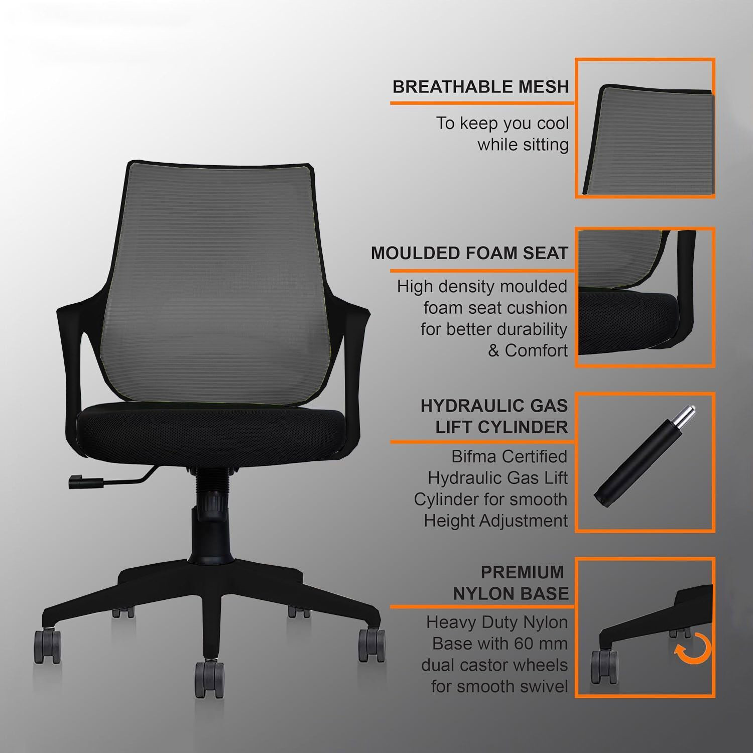 Image of MAESTRO Comfortable Fabric, Mesh Office Executive Chair Fabric Office Adjustable Arm Chair (Black, DIY(Do-It-Yourself))