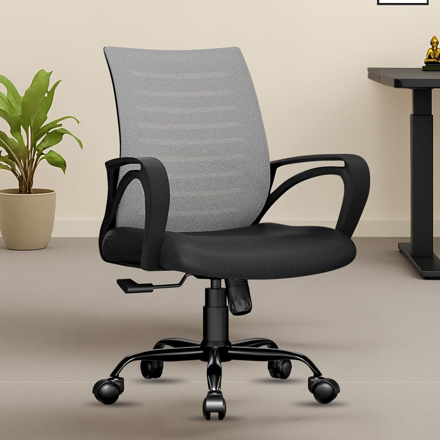 beaatho Verona Mid Back Sturdy Metal Base Nylon Mesh Revolving Chair Mesh Office Executive Chair  (Grey, DIY(Do-It-Yourself))
