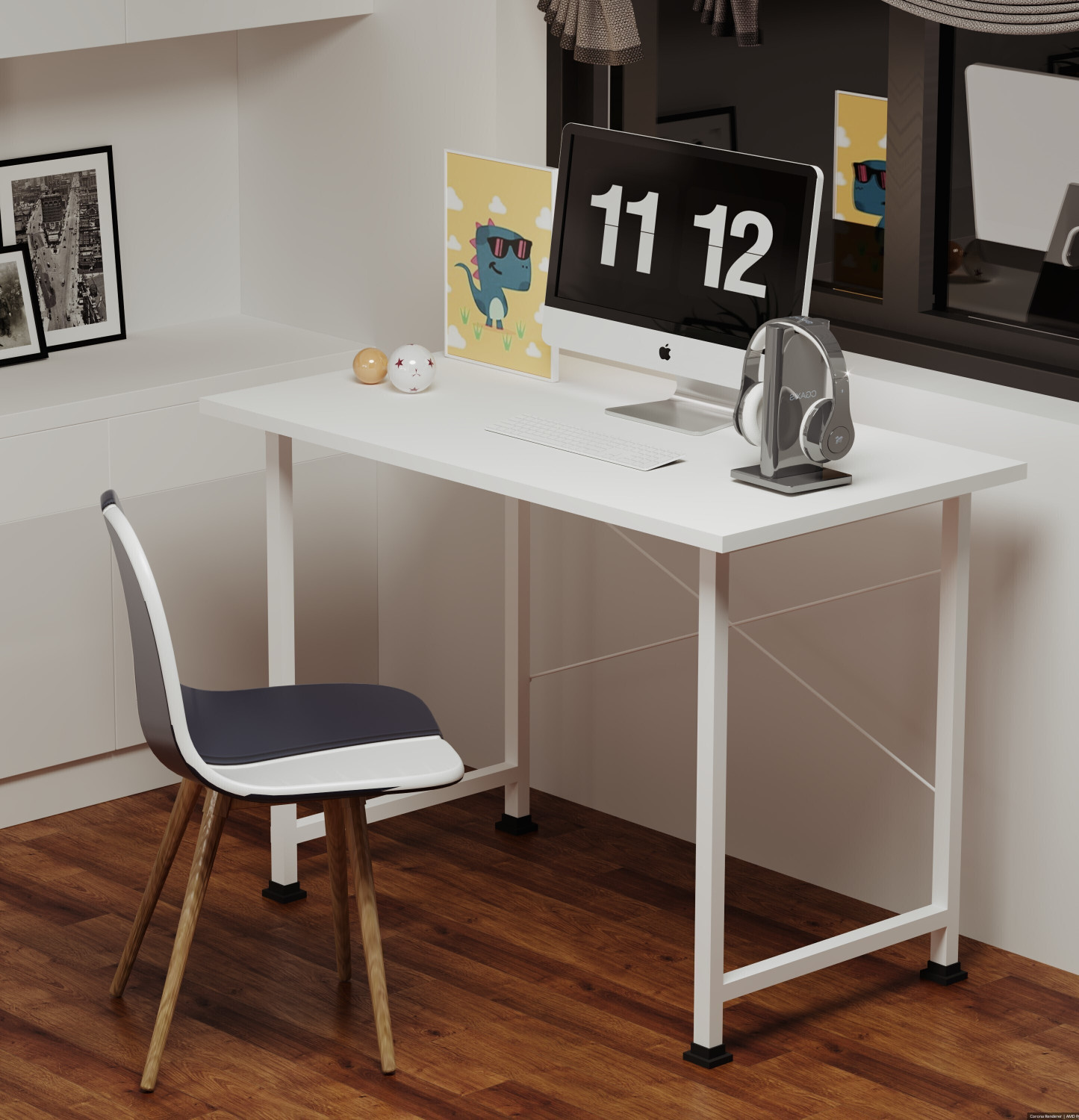 CATIVE Engineered Wood Office Table  (Free Standing, Finish Color - 