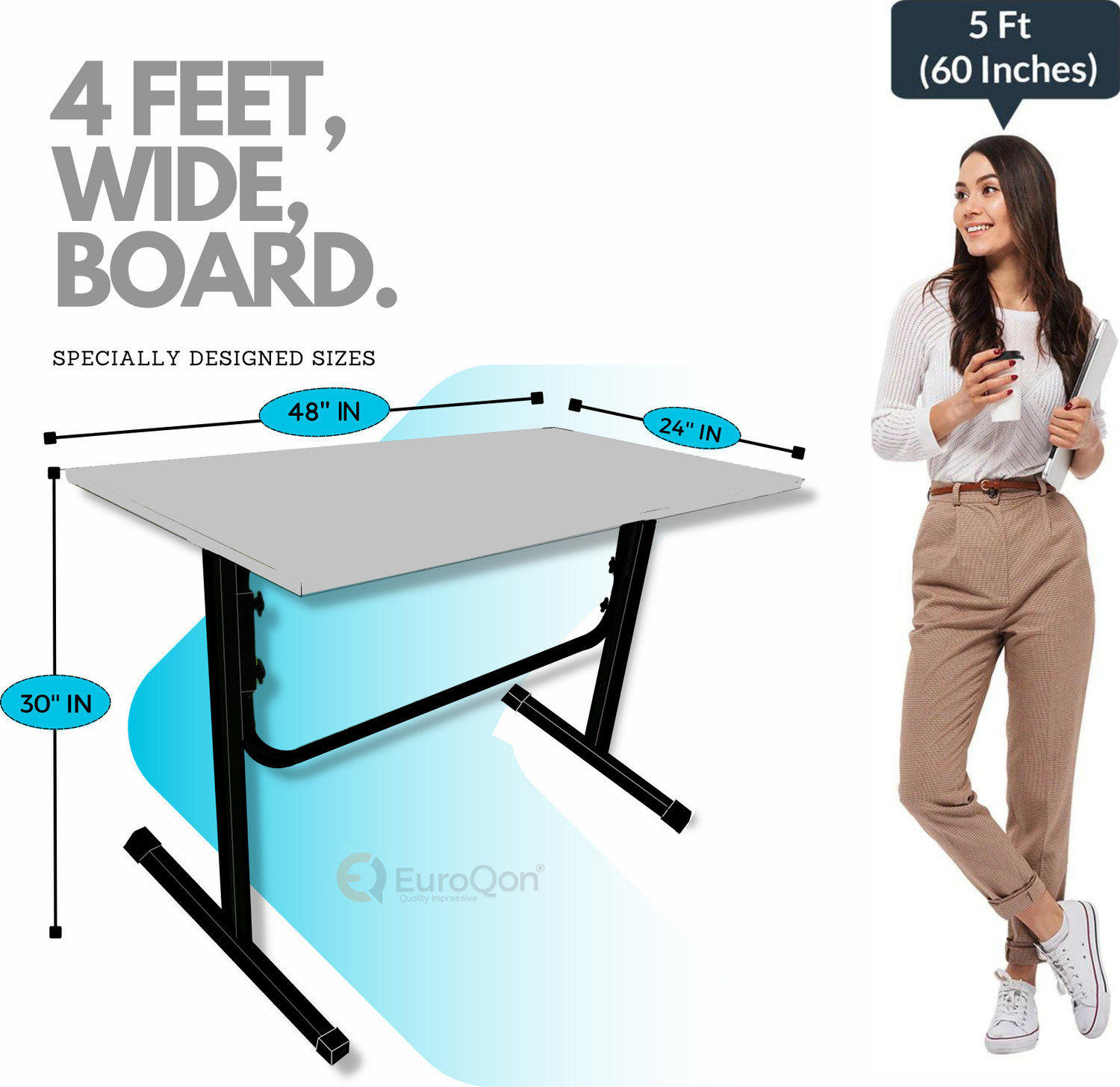Image of EuroQon Work Station Engineered Wood Study Table