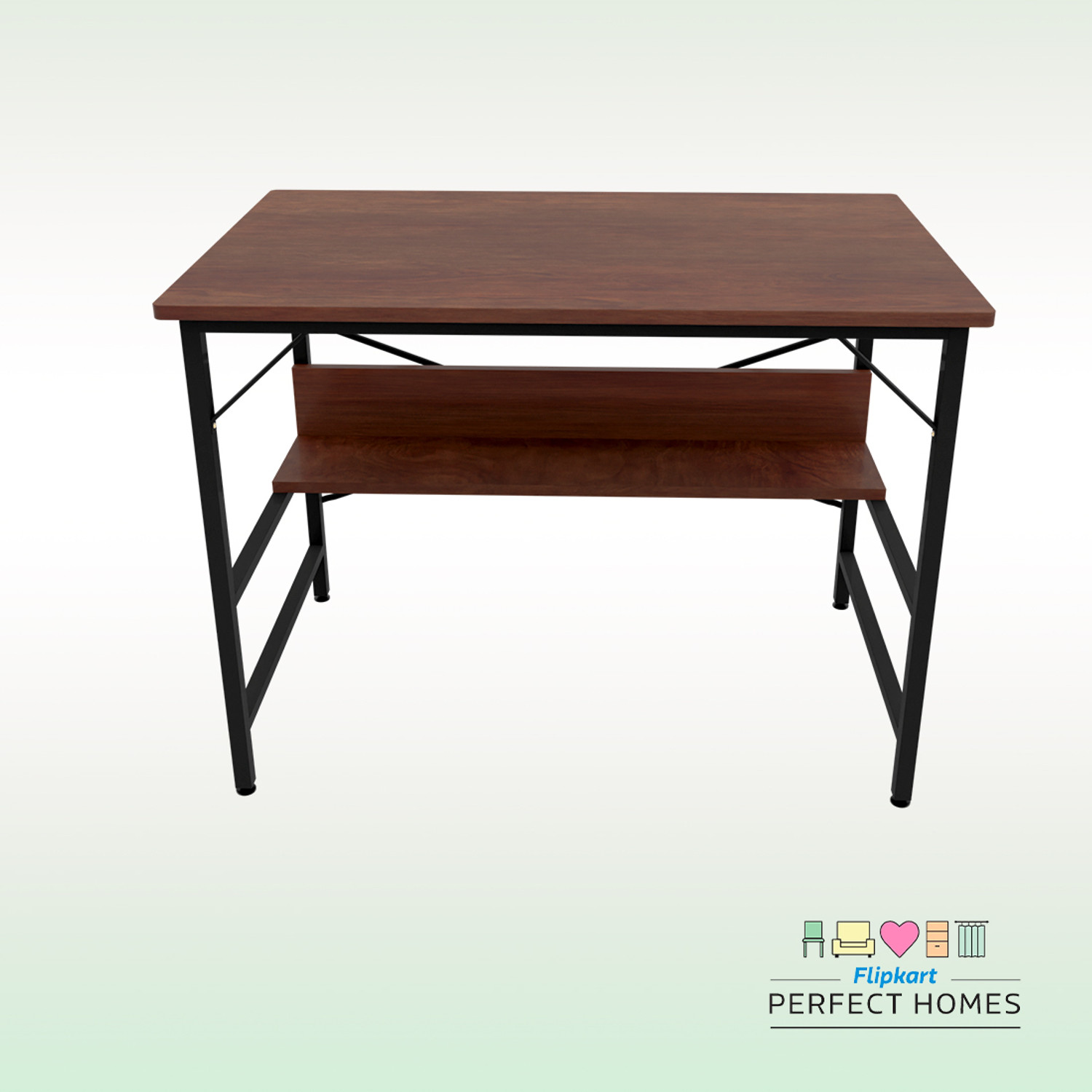 Image of Dumos Computer Desk with Metal Frame | Study & Office Table for Home Engineered Wood Office Table (Free Standing, Finish Color - Premium Brown, DIY(Do-It-Yourself))