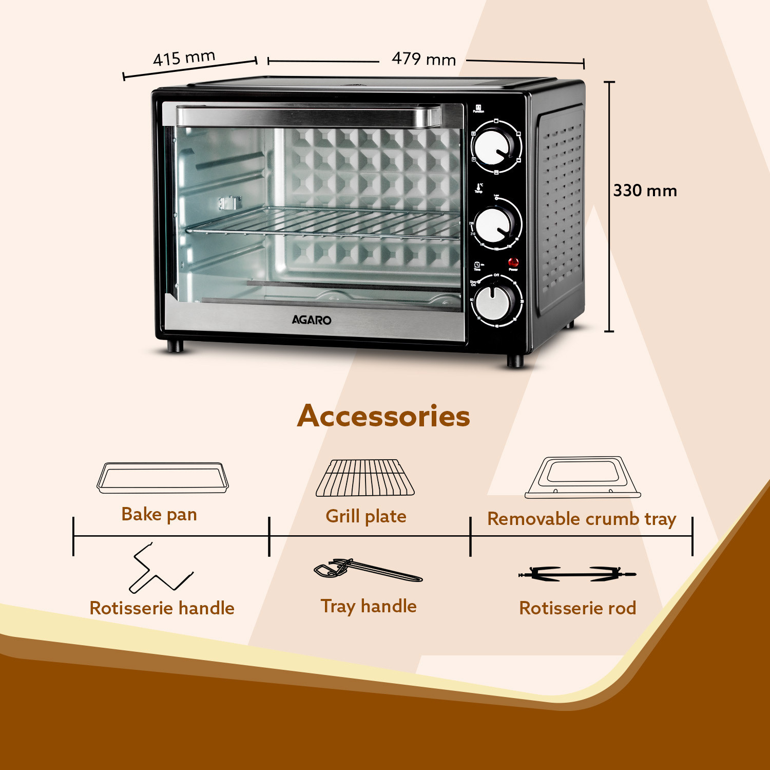 Image of AGARO 40-Litre with Motorised Rotisserie Oven Toaster Grill (OTG)