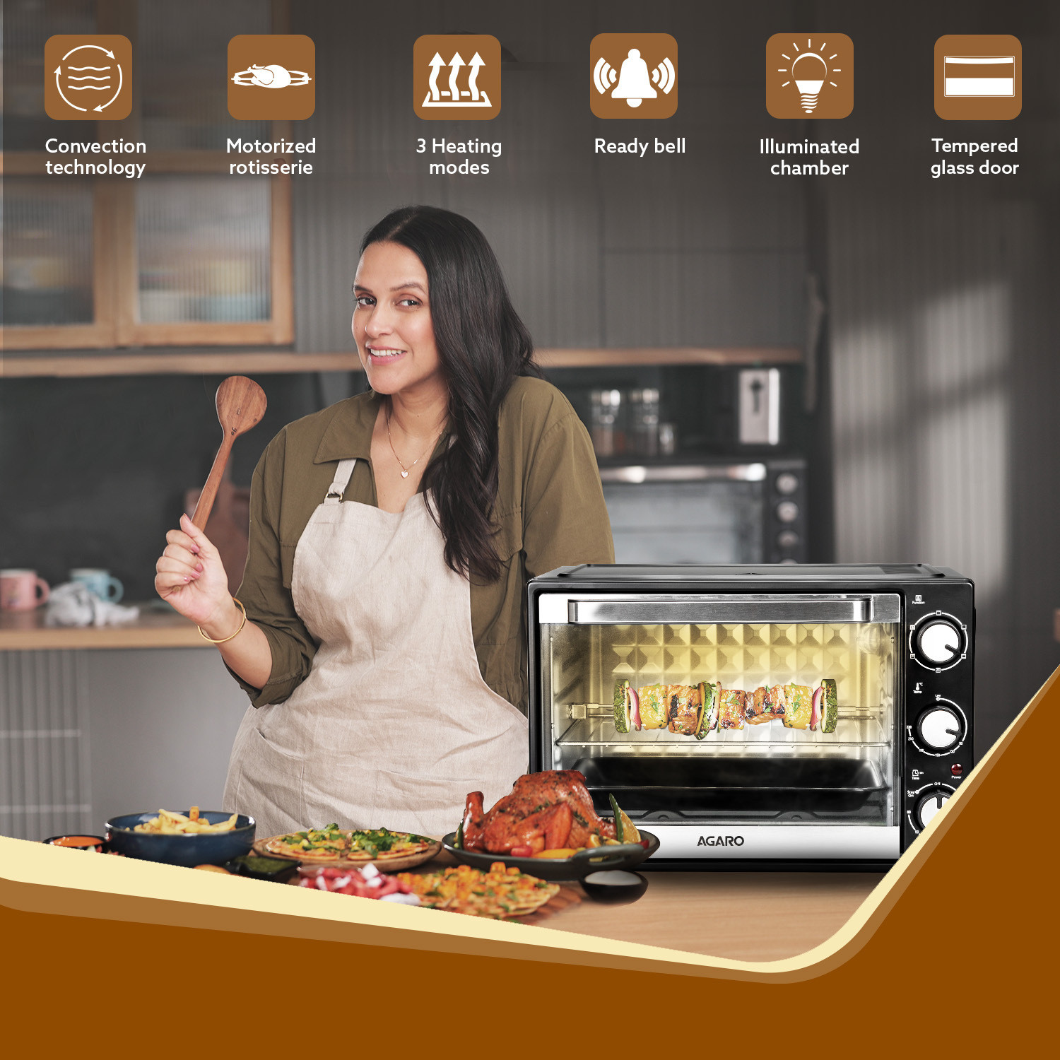 Image of AGARO 40-Litre with Motorised Rotisserie Oven Toaster Grill (OTG)