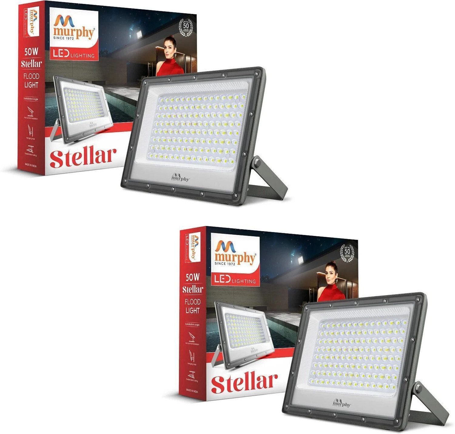 MURPHY Steller LED 50W LED Flood Light, IP65 Rated Outdoor Light Pack 