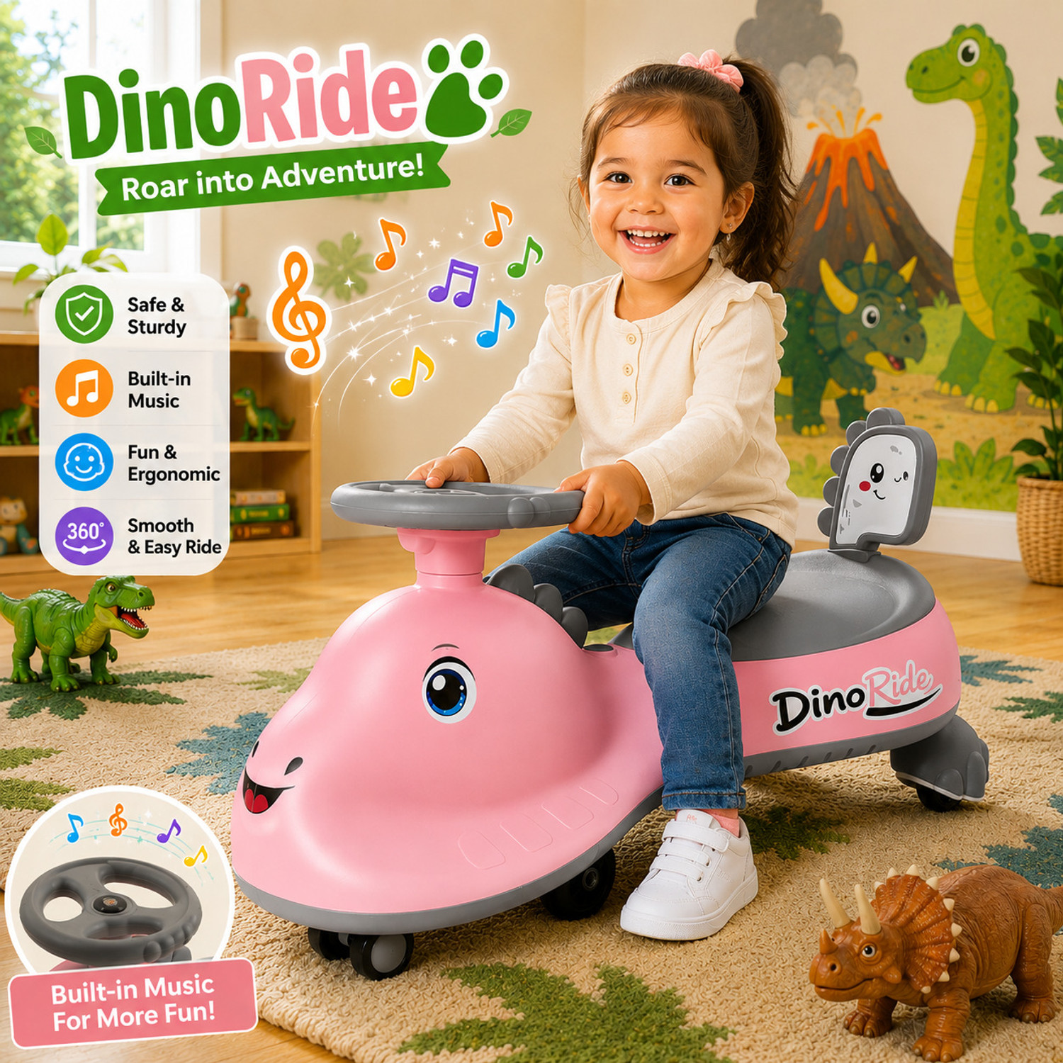 Image of VARAA G KIDS SCOOTER I BIG WHEEL I UPTO 2 YEAR KIDS I LIGHT & MUSIC (Red)