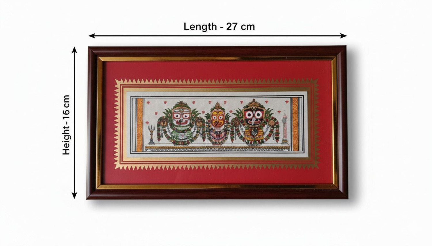 Image of Basudha Authentic paint Art of Lord Jagannath on Cloth | Handpainted Odisha Wall Hanging Embroidery 7 inch x 11 inch Painting (With Frame)