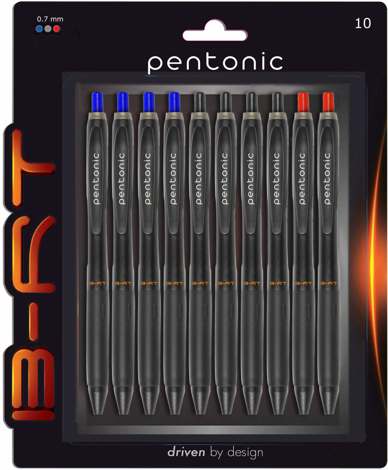 Pentonic B-RT 0.7 mm Retractable Ball Pen Blister | Black Matte Finish Body, Smart Grip Ball Pen