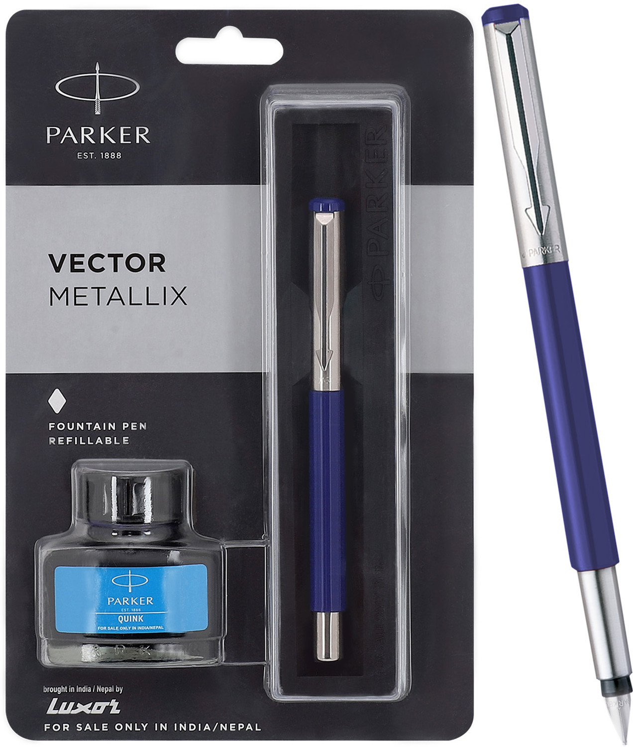 Parker vector metallix blu (f)with quink Fountain Pen