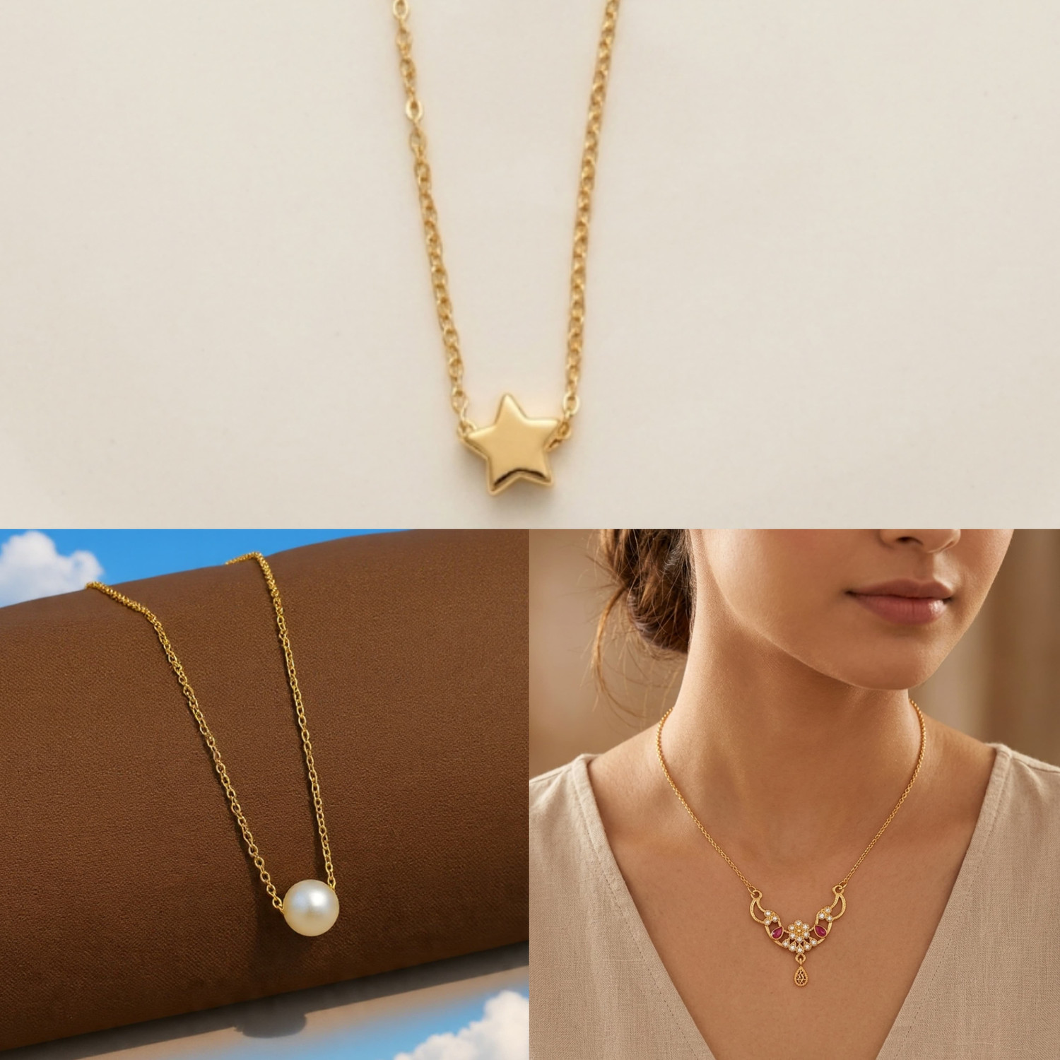 Image of ELCETRATD JEWELLERY Gold-plated Pearl Alloy Pendant Set