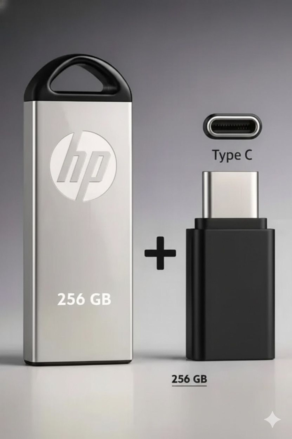 Image of Getmor computer and mobile storage type-C and usb type-A 2 TB OTG Drive Compatible with Desktop Computer, Laptop, Mobile, Television, Audio Player USB 3.0 Metal Case (Silver, Type C)