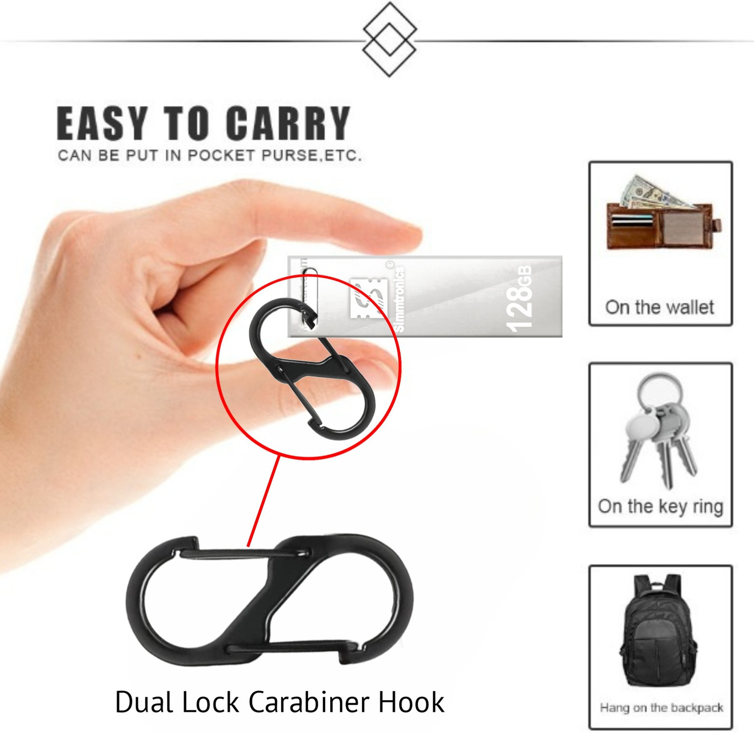 Image of Simmtronics Ultra Speed USB 2.0 128GB Flash Drive Metal Body With Anti Lost Hook 128 GB Pen Drive Compatible with Desktop Computer, Laptop, Mobile, Television USB 2.0 Metal Case