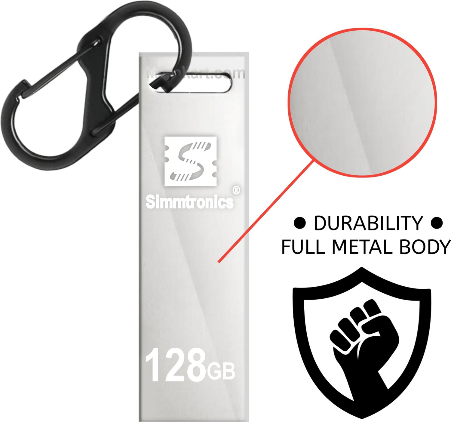 Image of Simmtronics Ultra Speed USB 2.0 128GB Flash Drive Metal Body With Anti Lost Hook 128 GB Pen Drive Compatible with Desktop Computer, Laptop, Mobile, Television USB 2.0 Metal Case