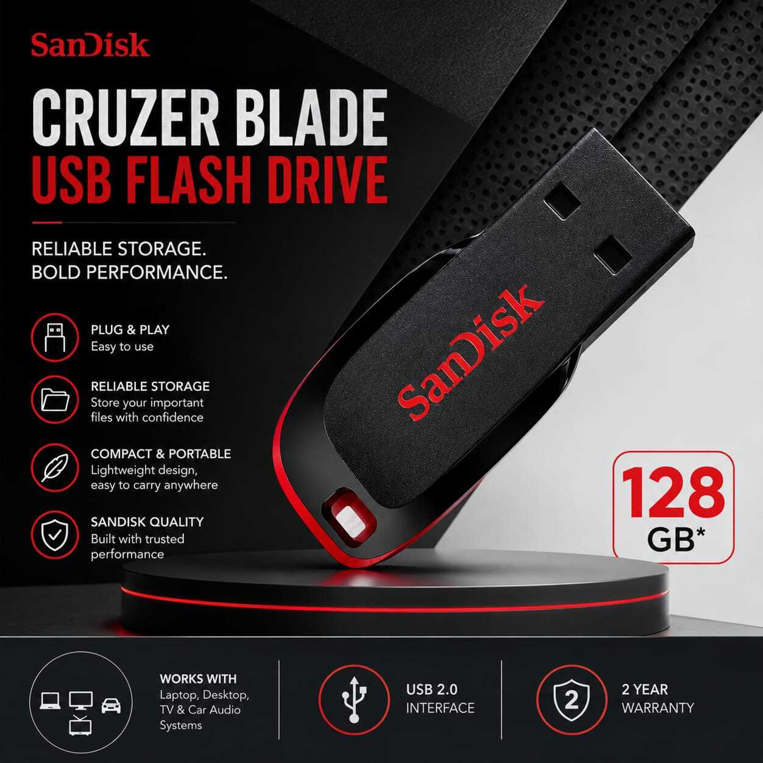 Image of SanDisk 128GB, USB 3.0, Flash Drive, Upto 130MB /s R, Pendrive, Black, 5Y Warranty 128 GB Pen Drive Compatible with Desktop Computer, Mobile, Laptop USB 3.0 Plastic Case (Black)