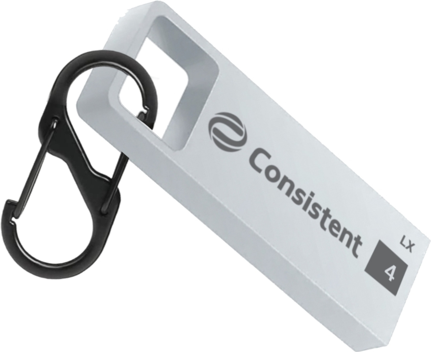 Image of Consistent 4GB Metal Pendrive With Keychain Carabiner, 5 Years Warranty 4 GB Pen Drive Compatible with Laptop, Desktop Computer USB 2.0 Metal Case