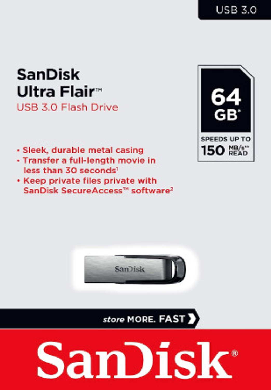 Image of SanDisk Ultra flair 3.0 USB Flash Drive speed up to 150MB /s 32 GB Pen Drive (Black) 32 GB Pen Drive Compatible with Laptop, Desktop Computer USB 2.0 Metal Case (Black)