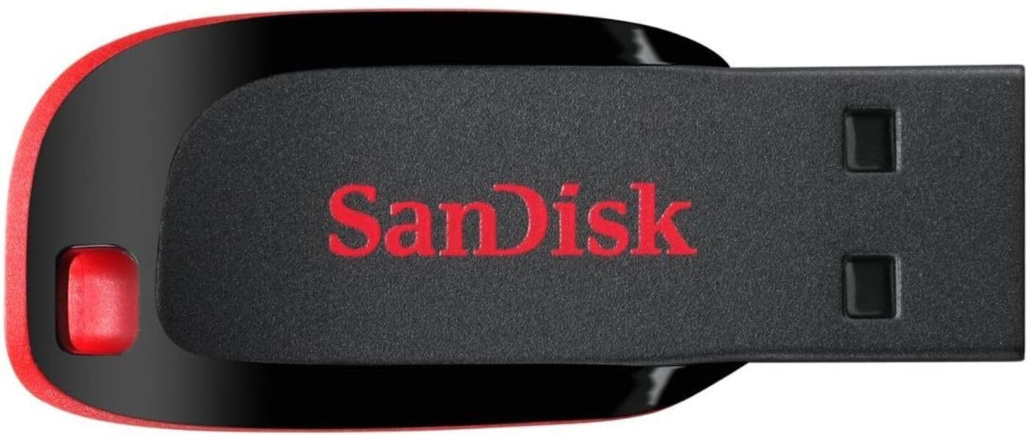 Image of SanDisk Pendrive 64GB USB 2.0 64 GB Pen Drive Compatible with Laptop, Audio Player, Mobile, Desktop Computer, Tablet, Television USB 2.0 Plastic Case (Black, Red)