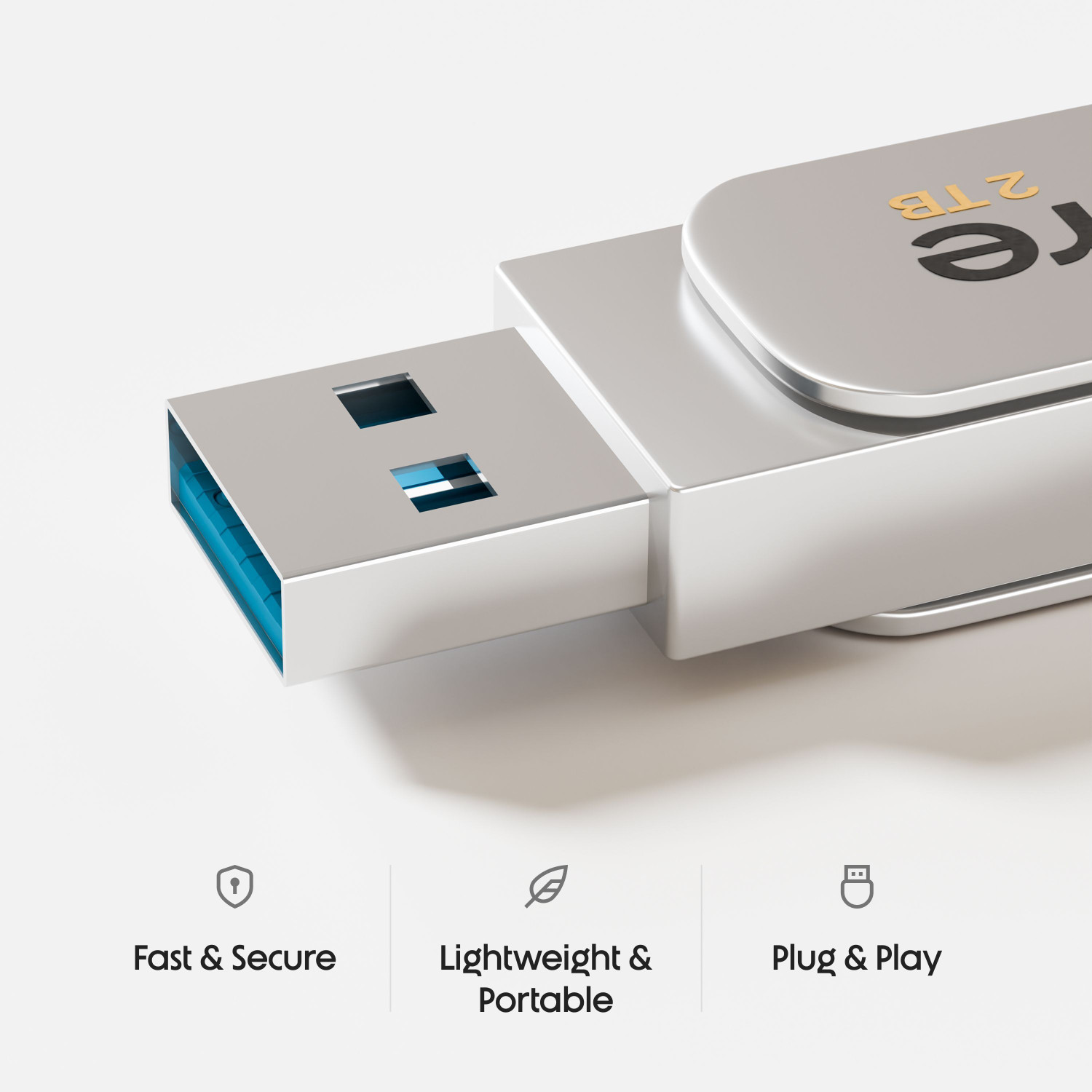 Image of Getmor computer and mobile storage type-C and usb type-A 2 TB OTG Drive Compatible with Desktop Computer, Laptop, Mobile, Television, Audio Player USB 3.0 Metal Case (Silver, Type C)