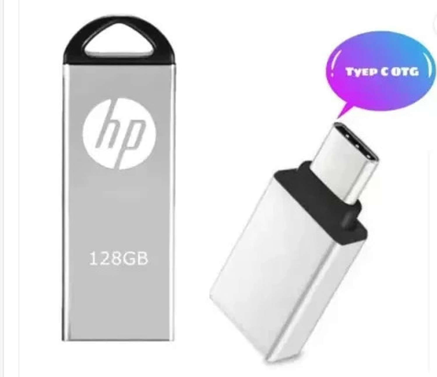 Image of Getmor computer and mobile storage type-C and usb type-A 2 TB OTG Drive Compatible with Desktop Computer, Laptop, Mobile, Television, Audio Player USB 3.0 Metal Case (Silver, Type C)