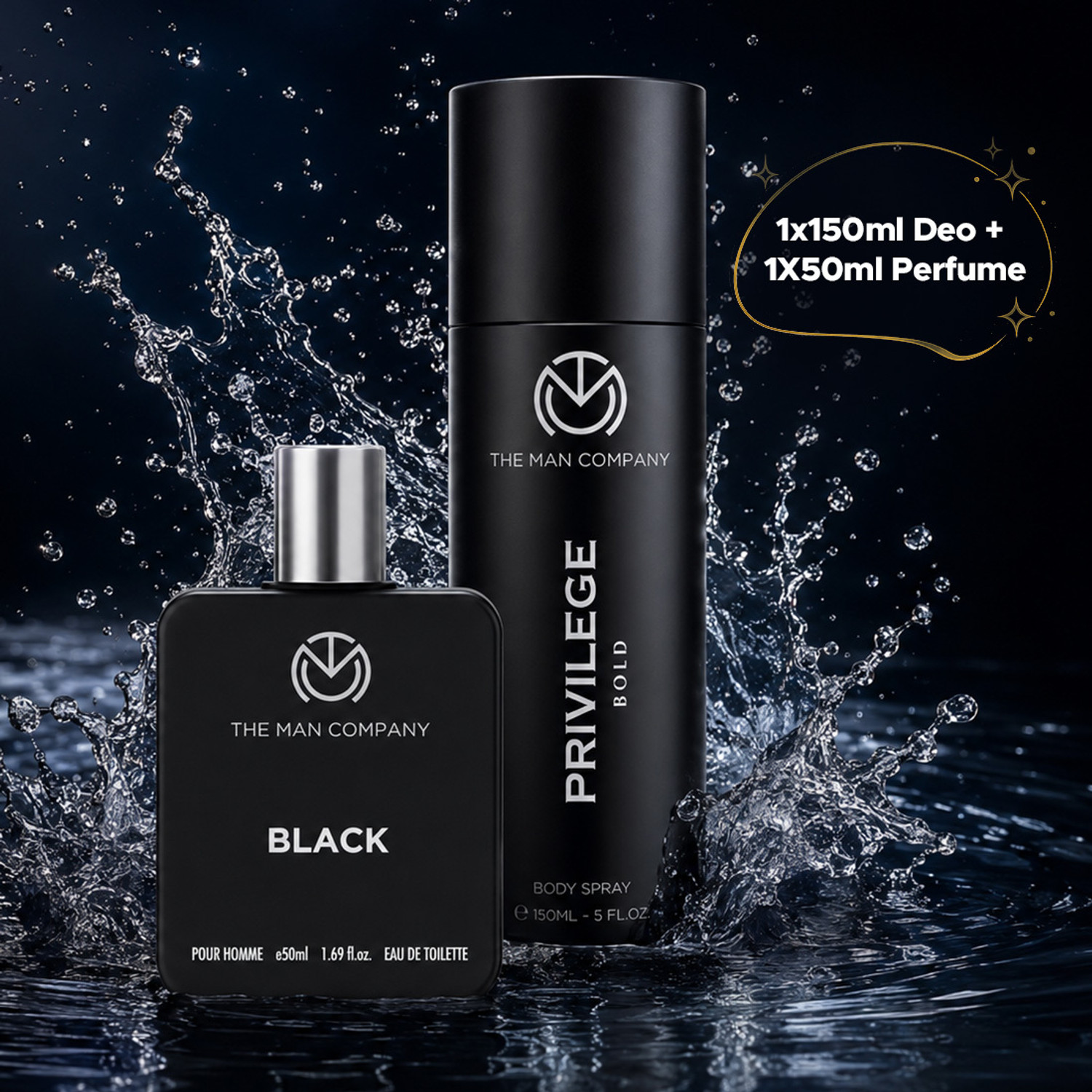 The Man Company Black & Bold Perfume Duo – 150ml + 50ml Body Spray