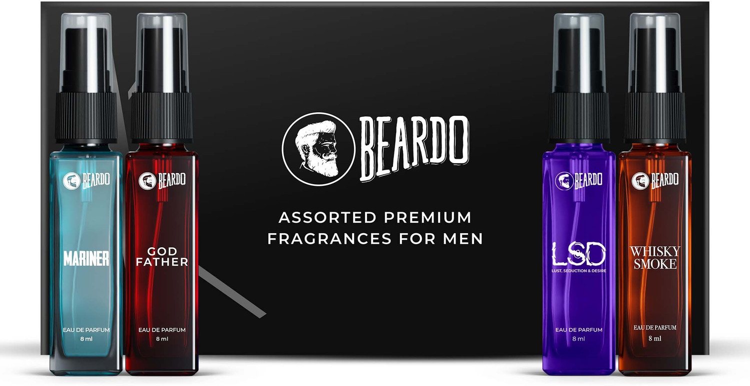 BEARDO Assorted Premium Perfume Gift Set for Men | Long Lasting Fragrances | 4 x 8 ml Eau de Parfum  -  32 ml