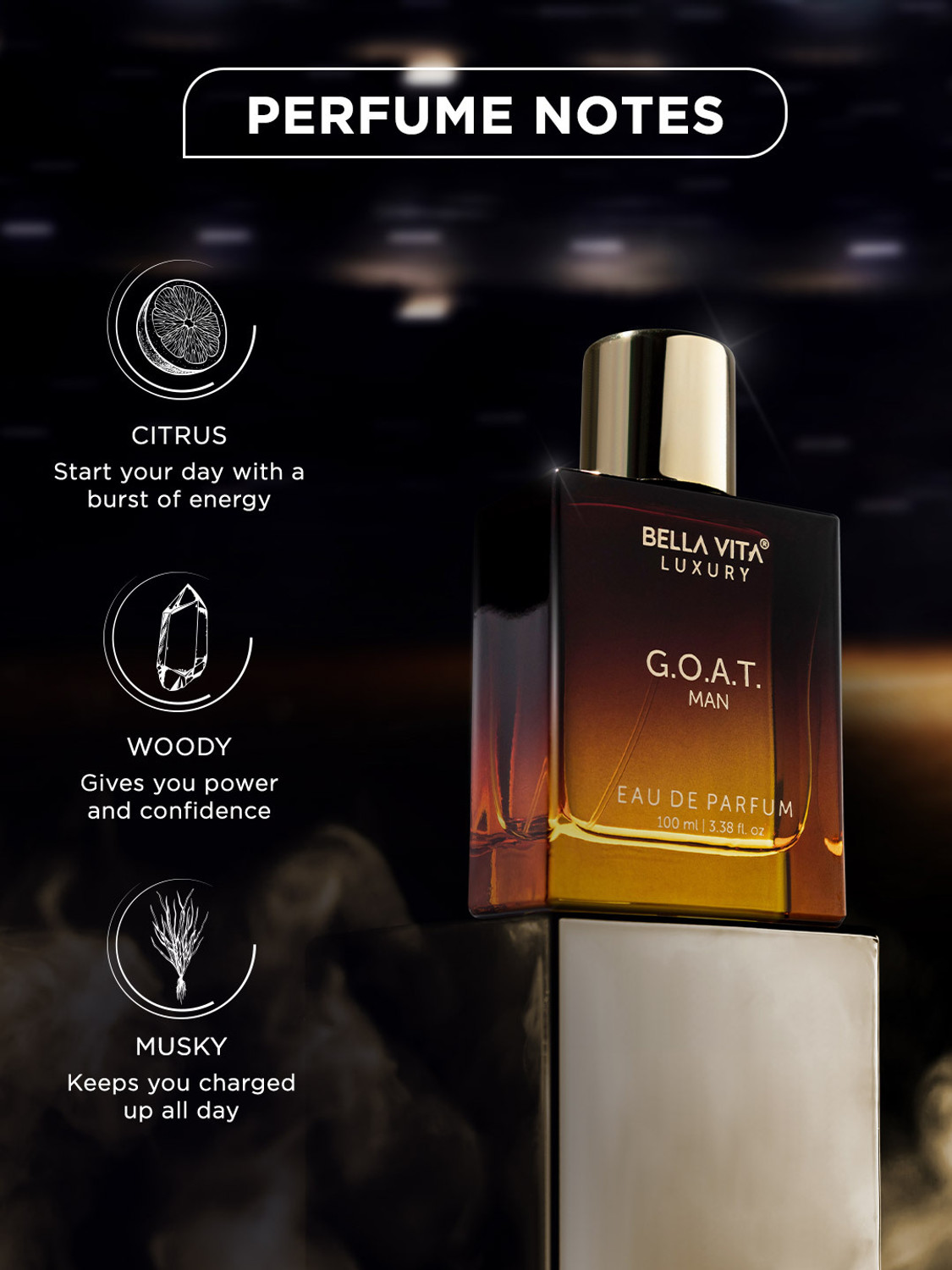 Image of BELLAVITA G.O.A.T Man perfume with Notes of Bergamot, lavender & pepper |Long Lasting| EDP Eau de Parfum - 100 ml
