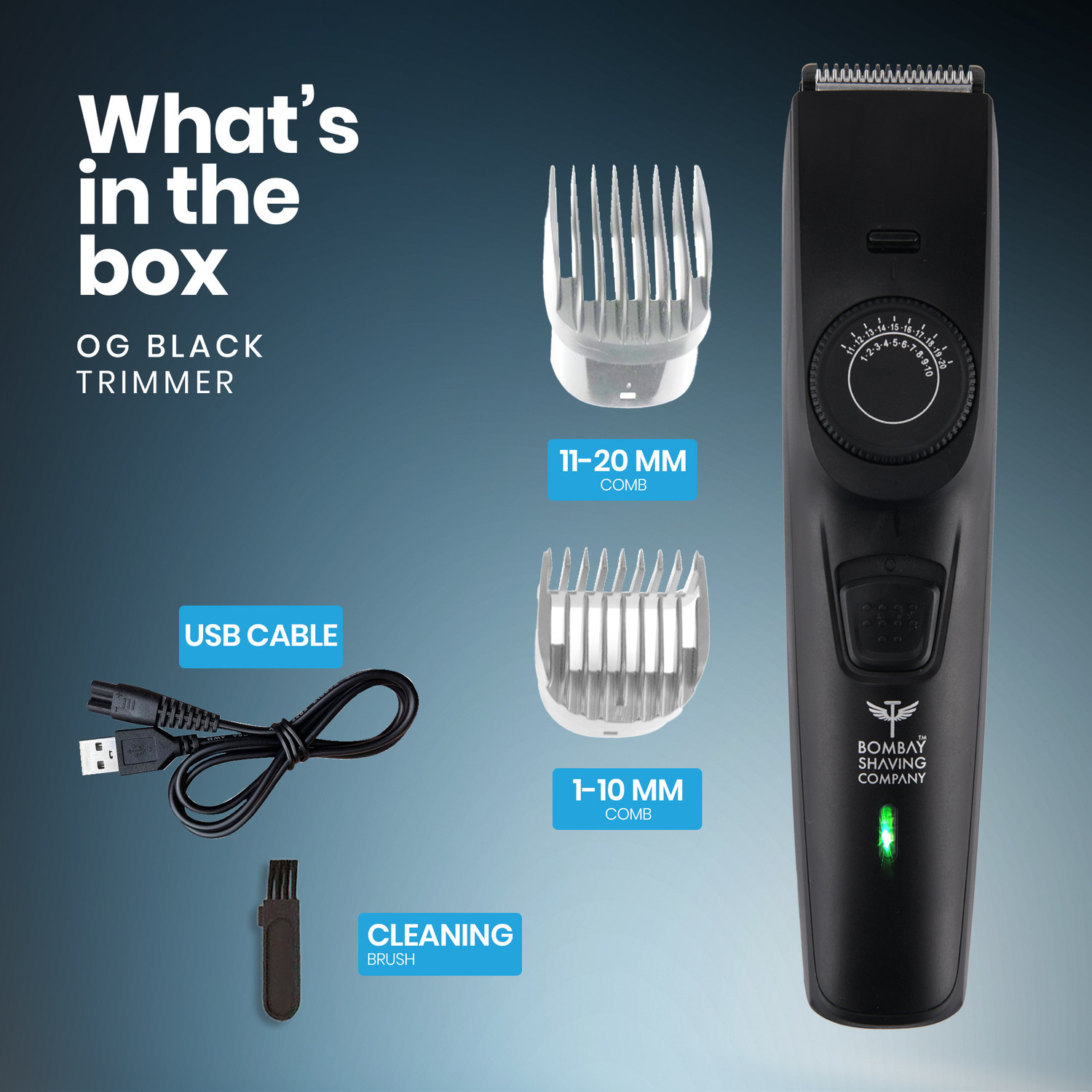 Image of BOMBAY SHAVING COMPANY Flash Charging Men Beard Trimmer 120 min Runtime 38 Length Settings