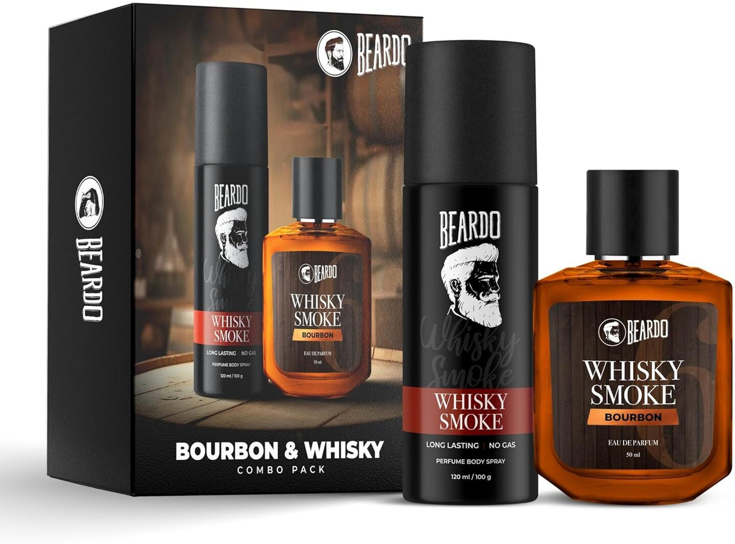 BEARDO Whisky Smoke Body Spray & Bourbon EDP | Strong & Long Lasting F