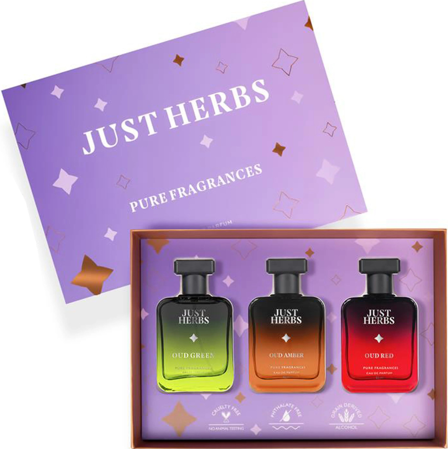 Just Herbs Pure Fragrances Intense Oud Trio Perfume Set of 3 - 50ML Ea