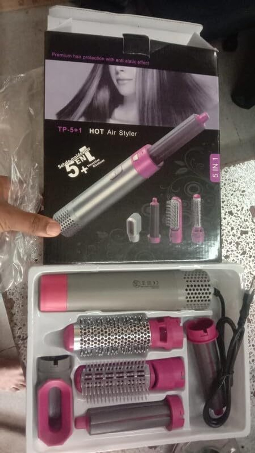 Image of PAVITRA PUJA & ENTERPRISES 5 in 1 Professional Hair Styler Hot Air Brush for Women Hair Dryer (1000 W, Pink)
