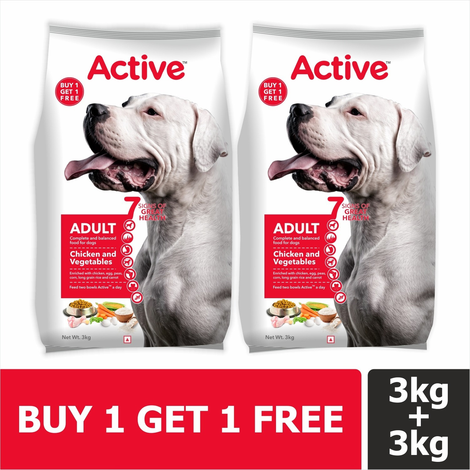 Active Adult Dog Food 6kg (Buy 1 Get 1 Free) – Chicken & Veg
