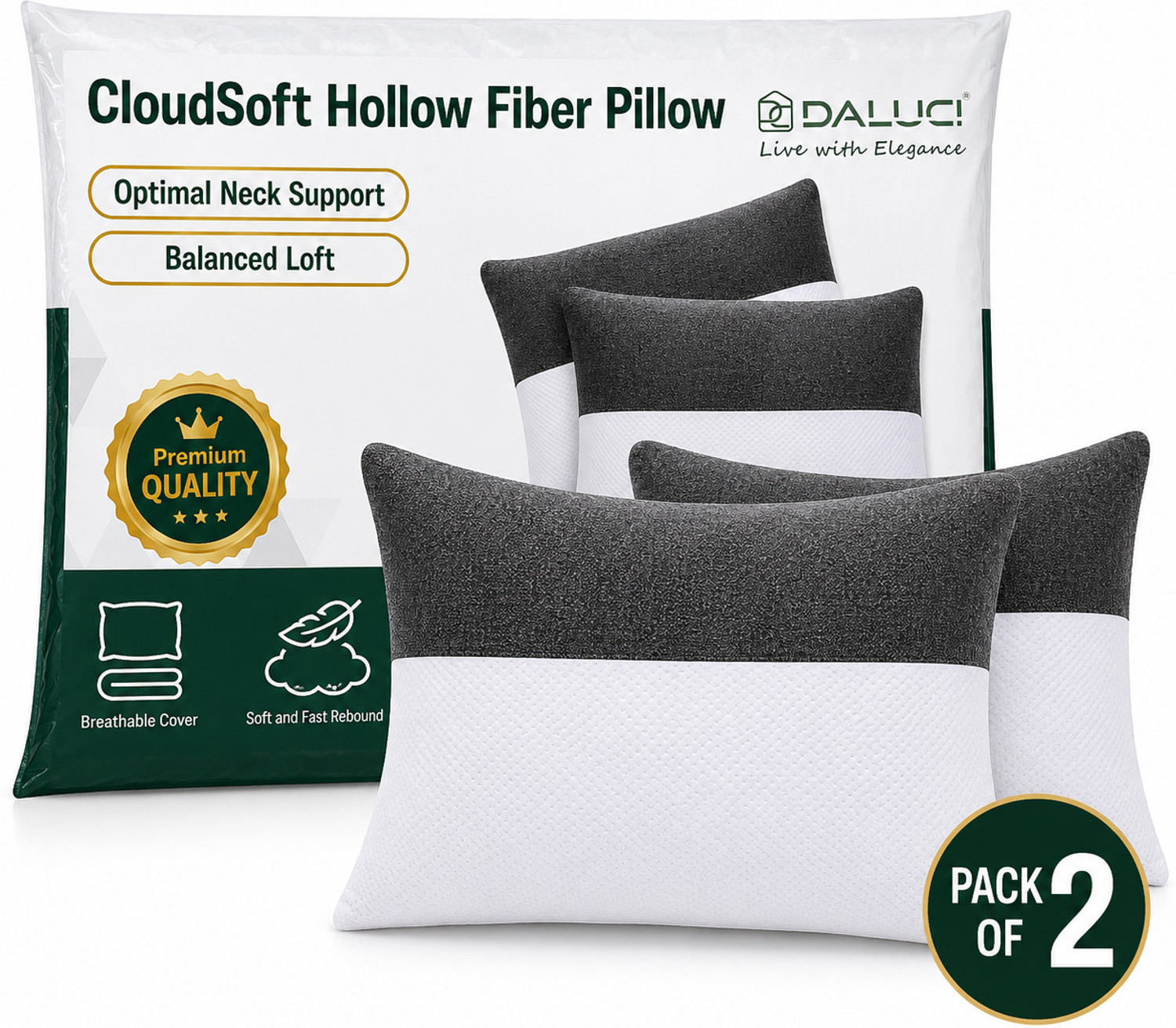Image of Sleep Yoga Microfibre, Polyester Fibre Sleeping Pillow Pack of 2 Solid home furnising (White)
