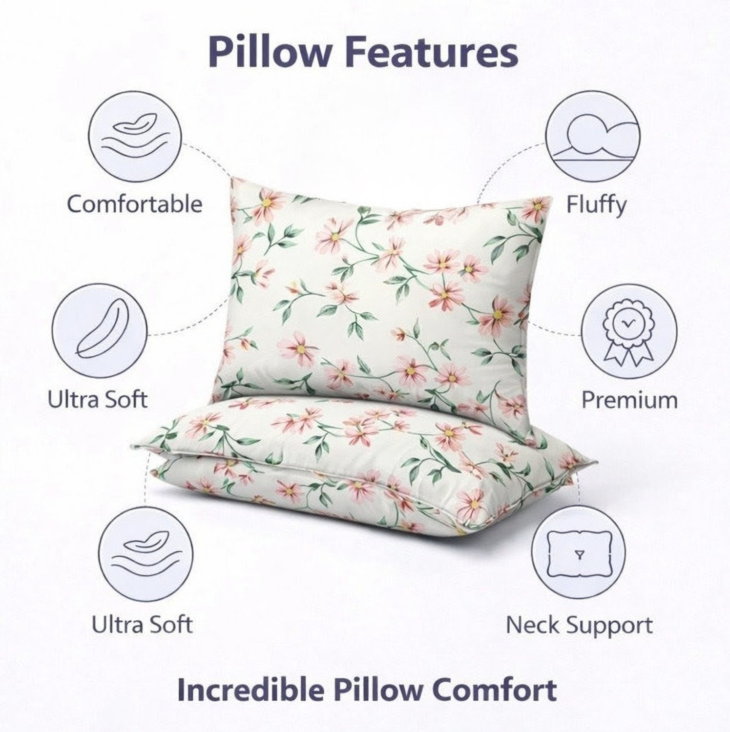 Image of Rolling Animal Cotton Sleeping Pillow Pack of 5 Floral Primum (Multicolor)