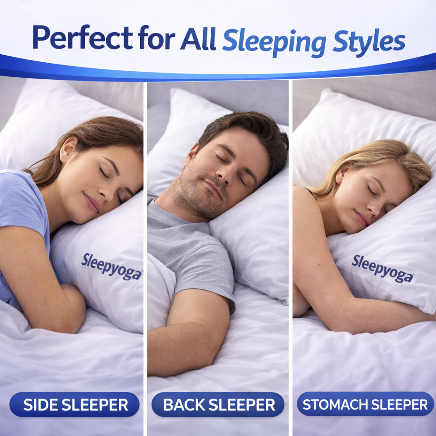 Image of Sleep Yoga Microfibre, Polyester Fibre Sleeping Pillow Pack of 2 Solid home furnising (White)