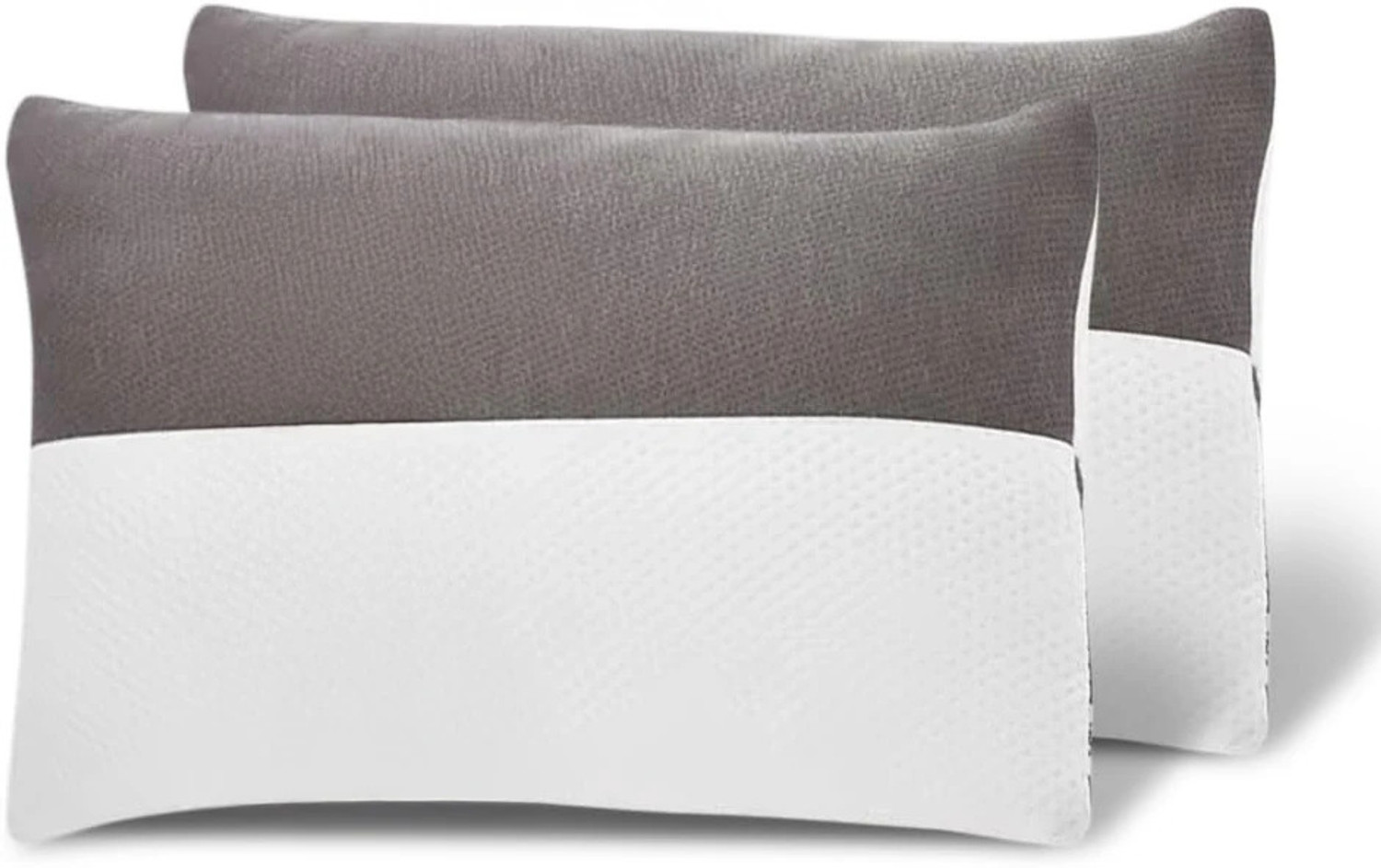 Wakefit Polyester Fibre Solid Sleeping Pillow Pack of 2  (white, grey)