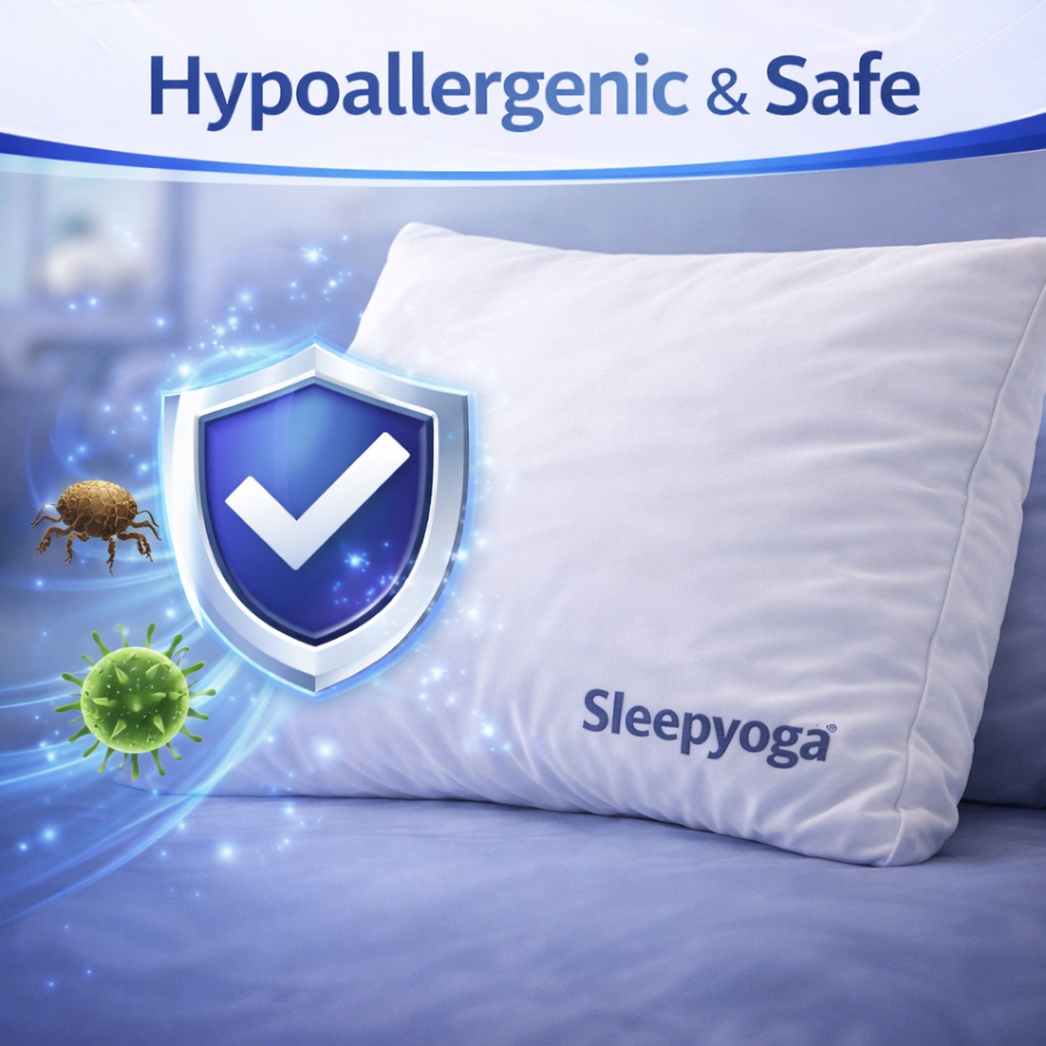 Image of Sleep Yoga Microfibre, Polyester Fibre Sleeping Pillow Pack of 2 Solid home furnising (White)