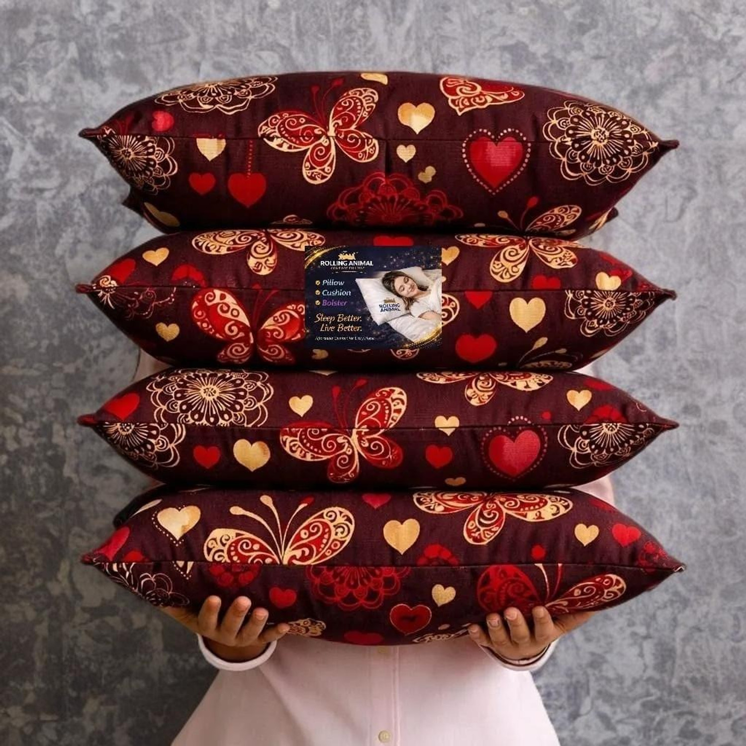 Image of Rolling Animal Cotton Sleeping Pillow Pack of 5 Floral Primum (Multicolor)