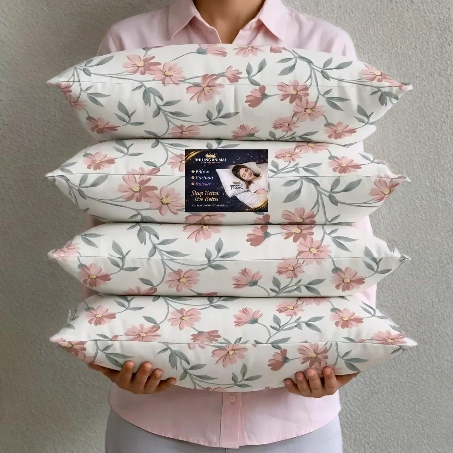 Image of Rolling Animal Cotton Sleeping Pillow Pack of 5 Floral Primum (Multicolor)