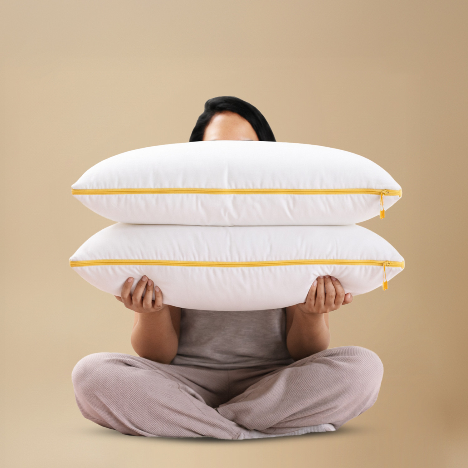 SleepyCat Cloud Microfibre Solid Sleeping Pillow Pack of 2