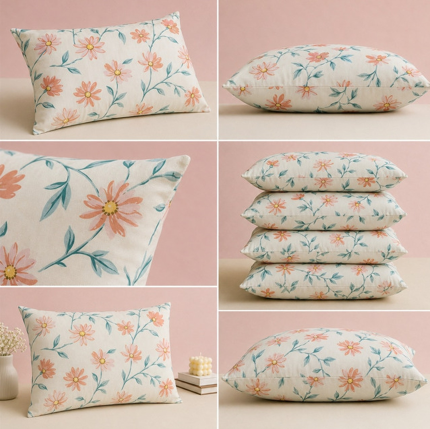 Image of Rolling Animal Cotton Sleeping Pillow Pack of 5 Floral Primum (Multicolor)