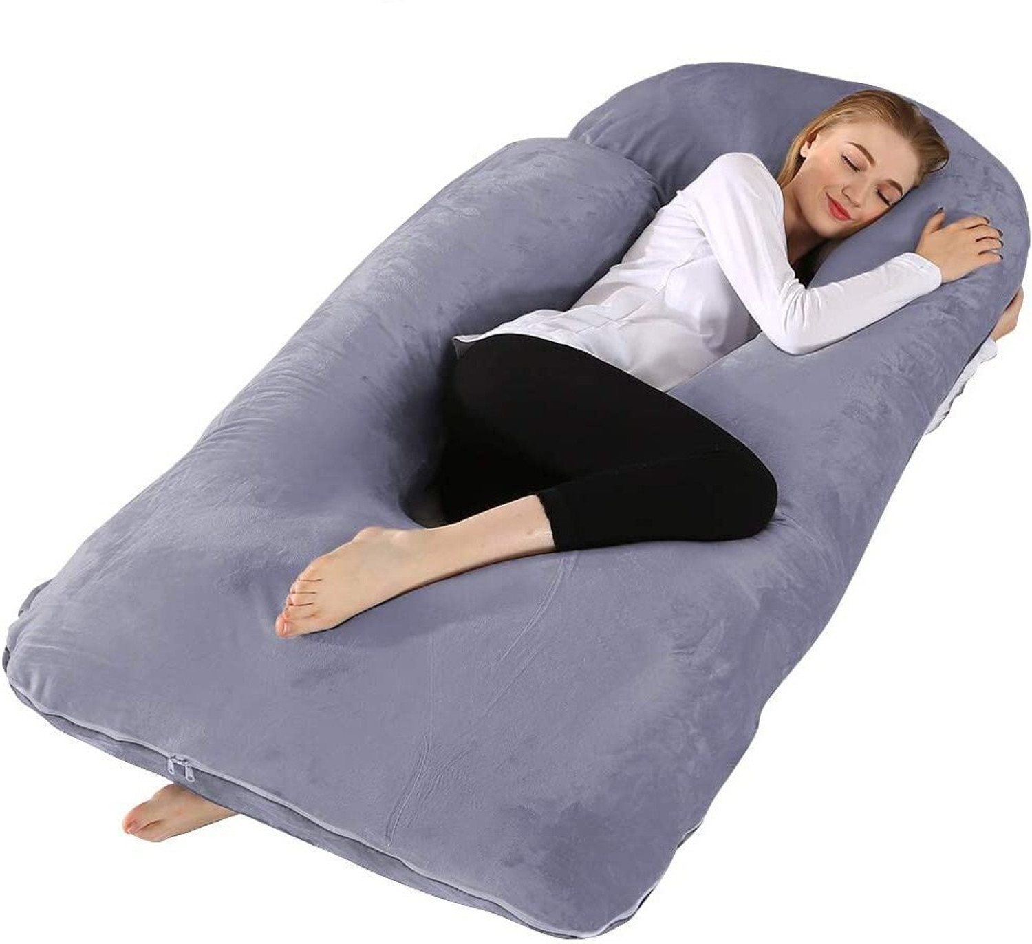 Angel Mommy J Shape Microfibre Solid Pregnancy Pillow Pack of 1  (Gr