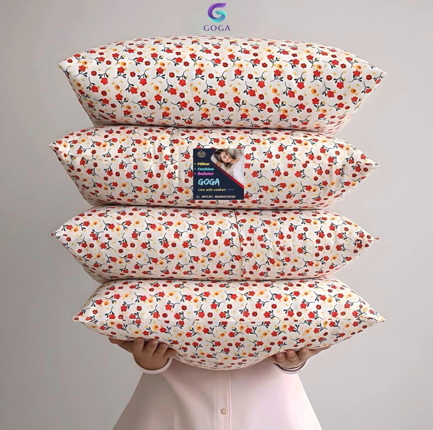 Image of Rolling Animal Cotton Sleeping Pillow Pack of 5 Floral Primum (Multicolor)