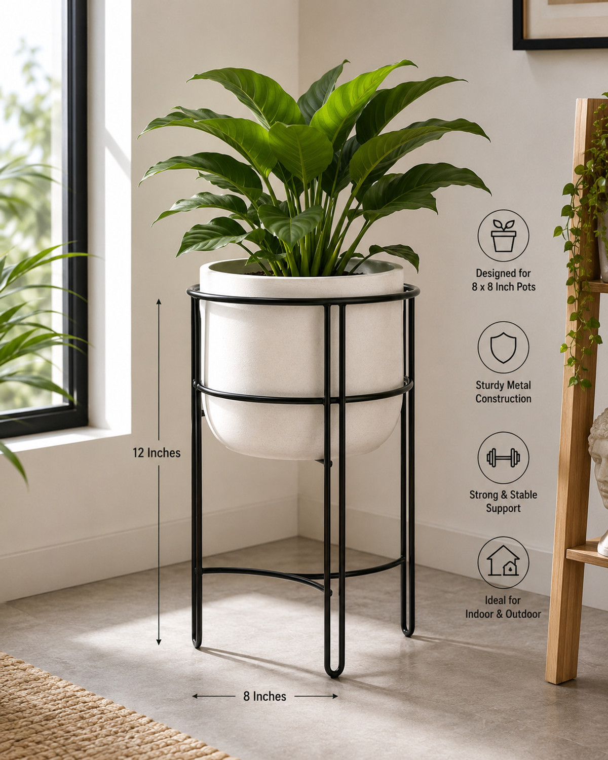 Image of Abhi Creation Plant Stand for Balcony, Garden | Pot Stands for Outdoor & Indoor Plant Container Set (Metal)
