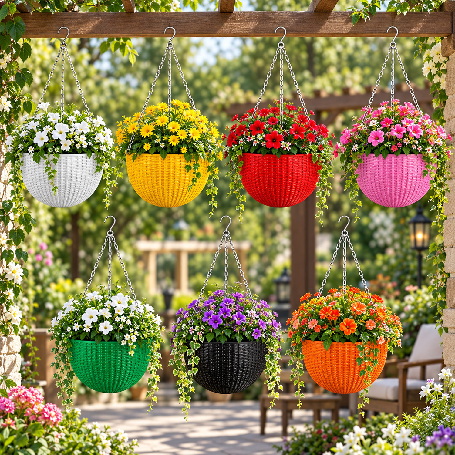 Image of GEMPLAST Flora Vertical Garden Planter-Used for Both Indore and Wall Gardening-Lightweight Wall Hanging Planter-Garden hanging pots for plants Pack of 15 Plant Container Set (Pack of 15, Plastic)
