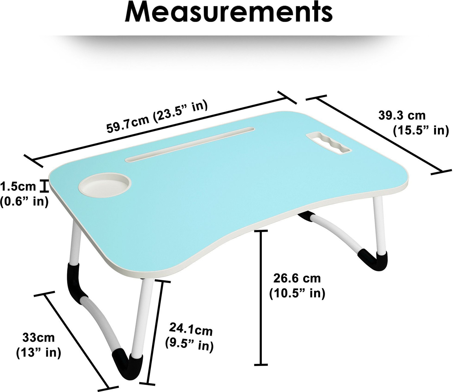 Image of Story@home LT1407 Wood Portable Laptop Table (Finish Color - Sky blue, Pre Assembled)