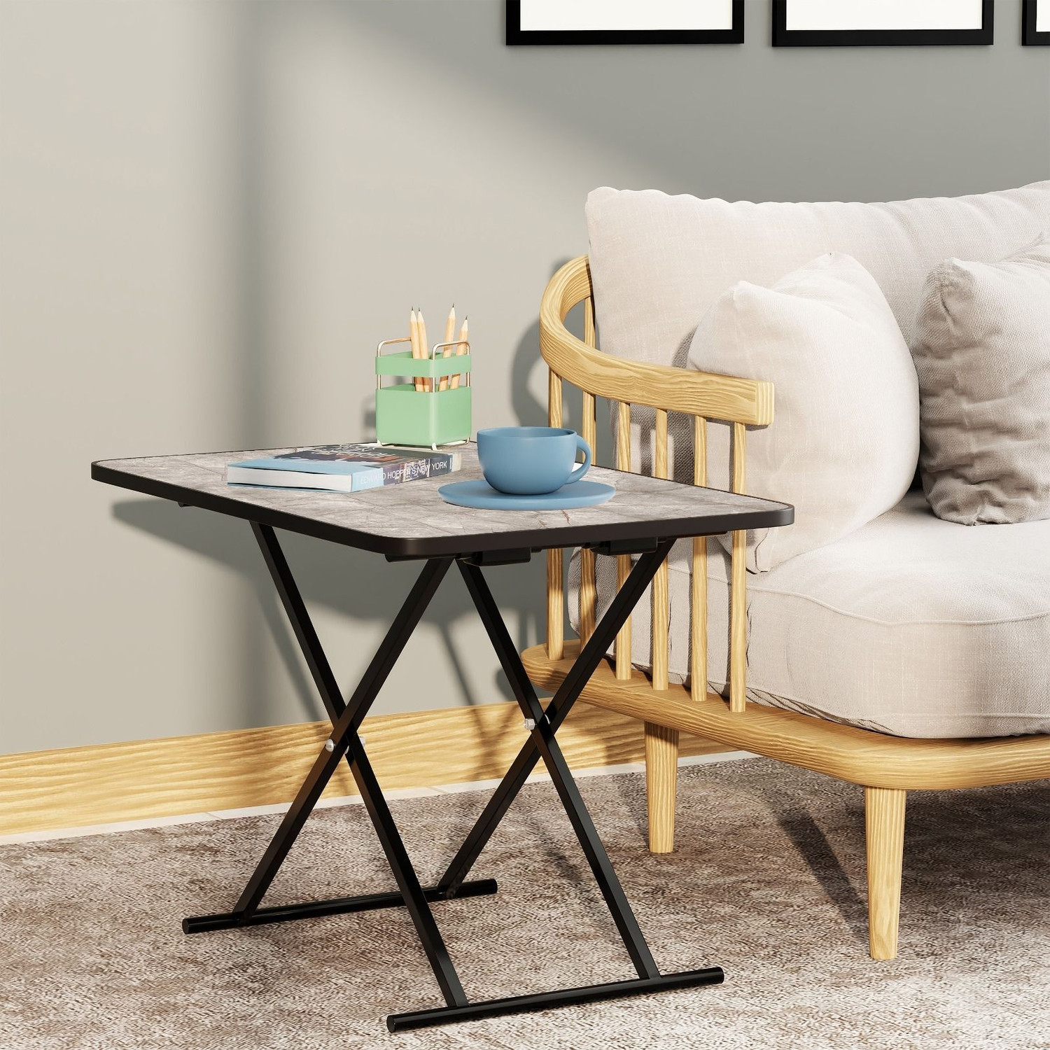 Image of PRIVILON HEIGHT ADJUSTABLE Wood Portable Laptop Table (Finish Color - SPIDERMAN, Pre Assembled)