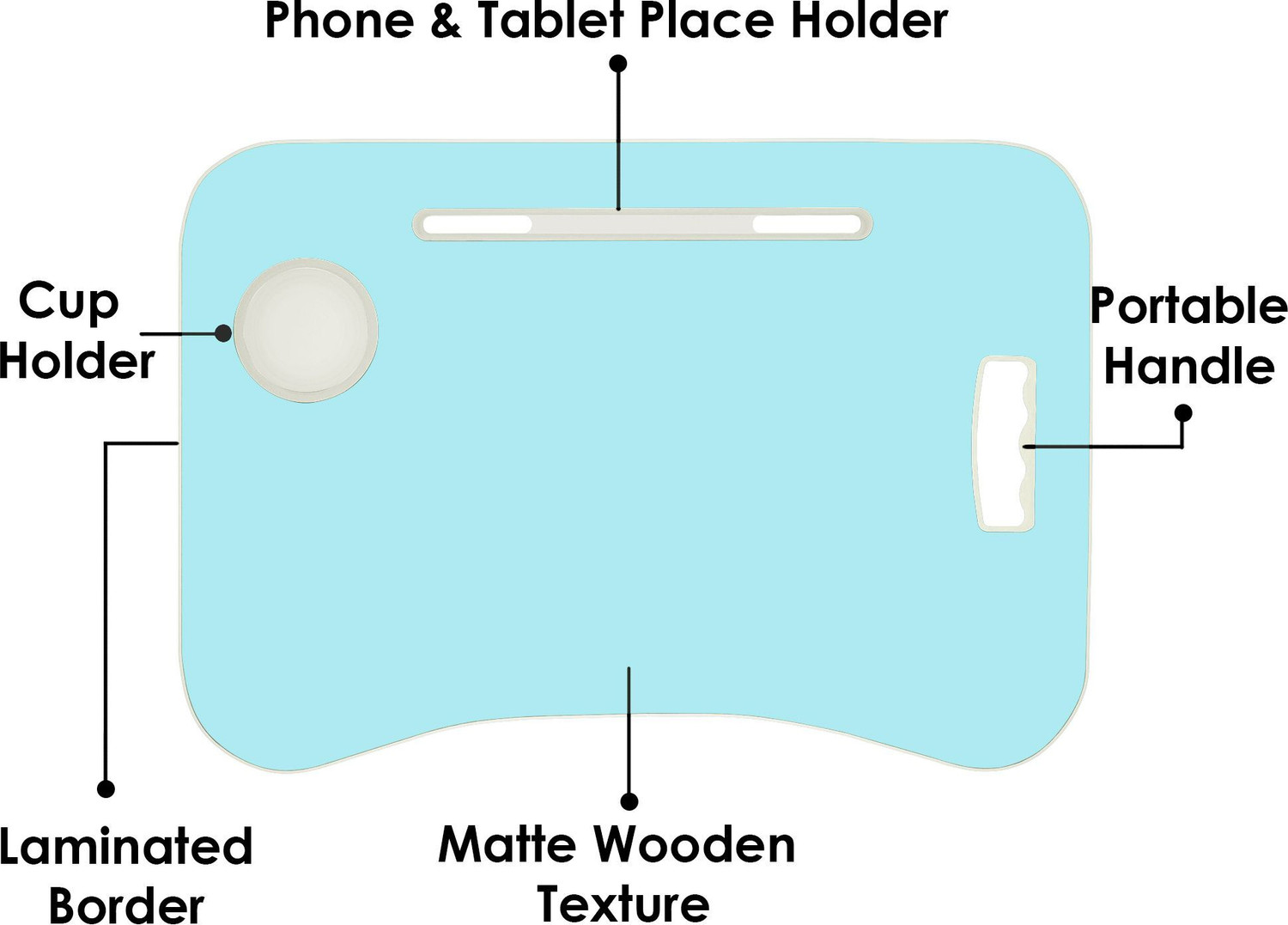 Image of Story@home LT1407 Wood Portable Laptop Table (Finish Color - Sky blue, Pre Assembled)