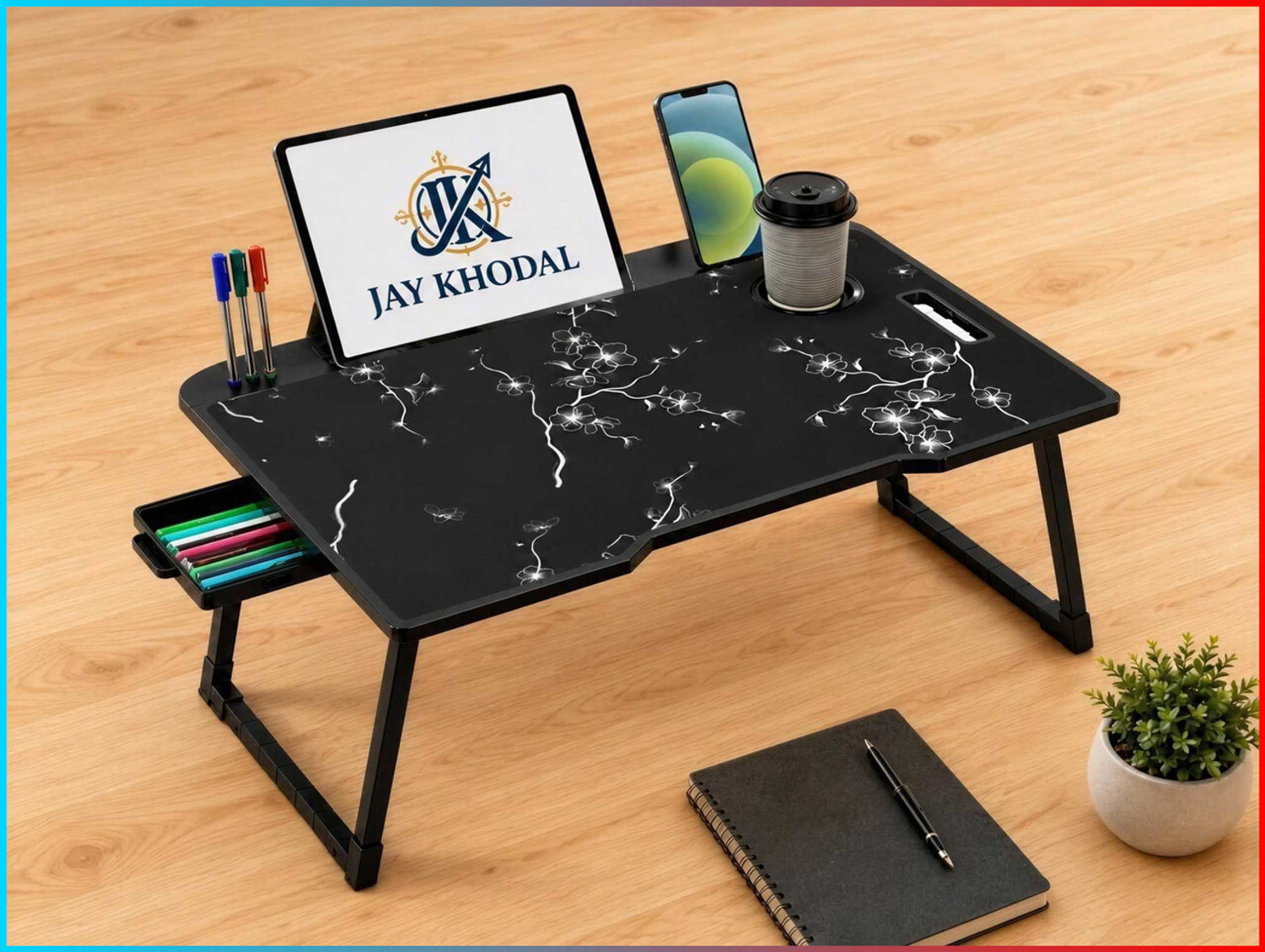 Image of Story@home LT1407 Wood Portable Laptop Table (Finish Color - Sky blue, Pre Assembled)