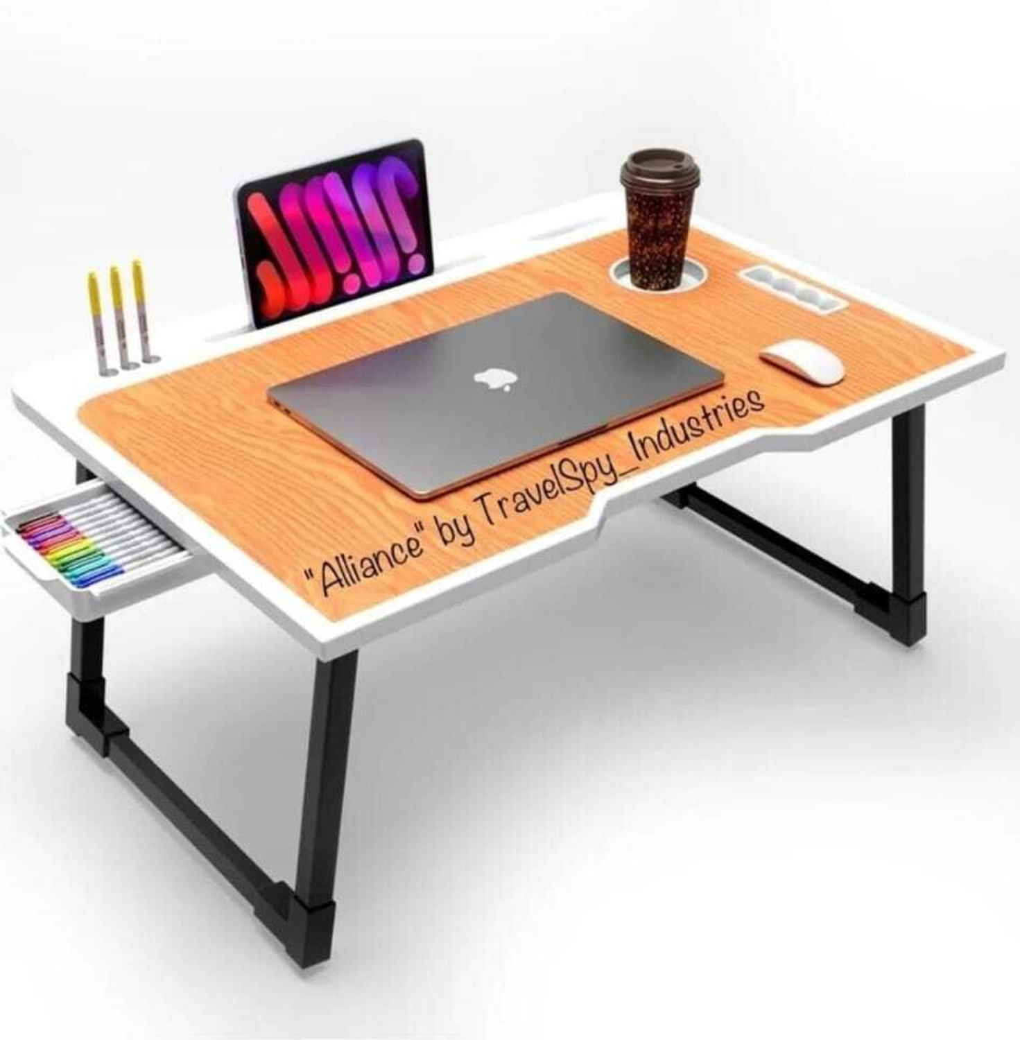 Image of Story@home LT1407 Wood Portable Laptop Table (Finish Color - Sky blue, Pre Assembled)