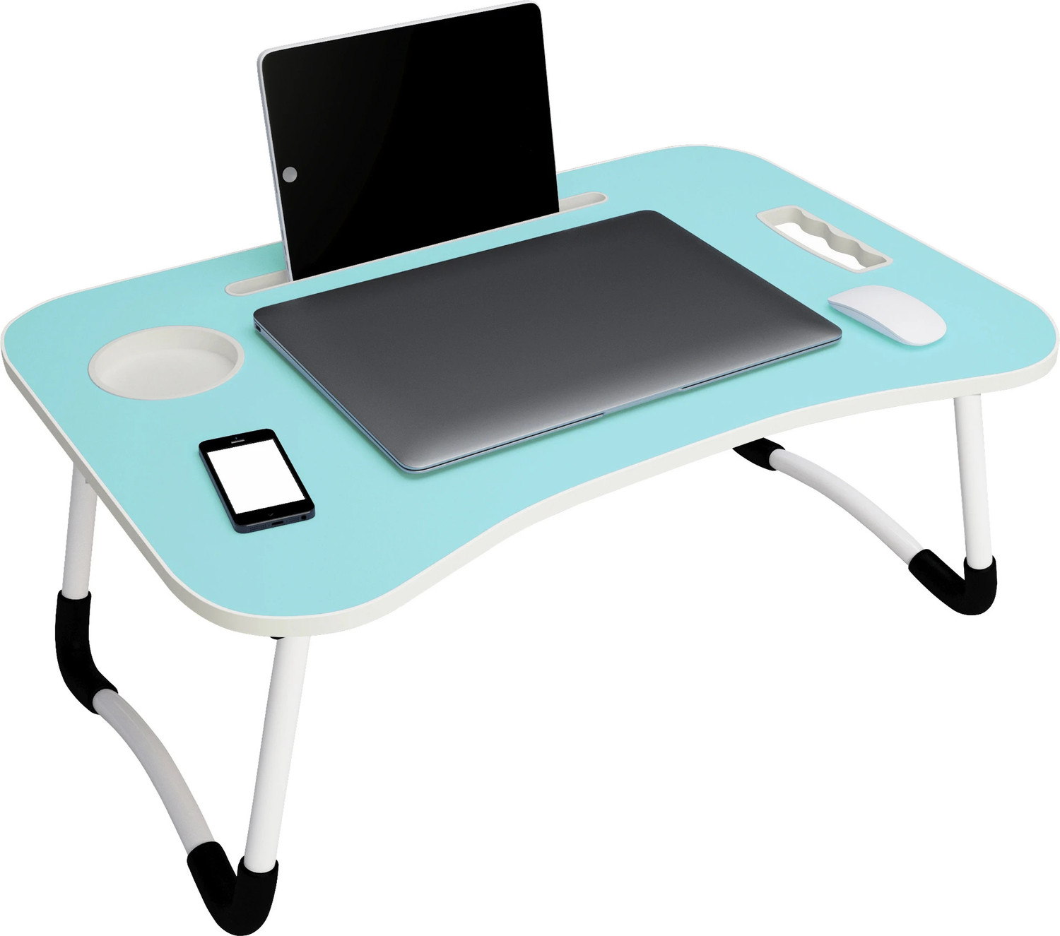 Image of Story@home LT1407 Wood Portable Laptop Table (Finish Color - Sky blue, Pre Assembled)